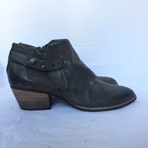 Dolce Vita Gray Leather Ankle Boot Zip + Strap 8.5